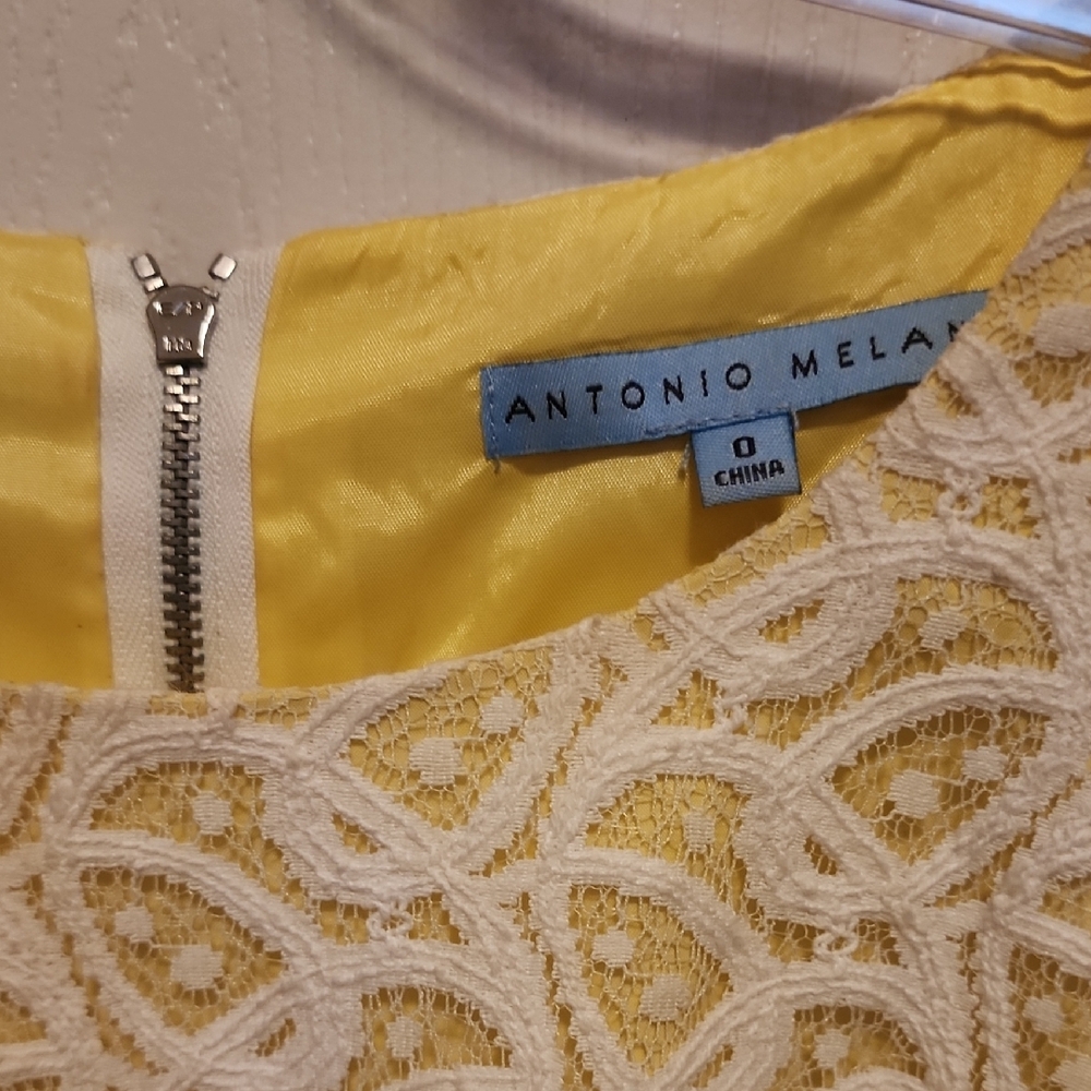 ANTONIO MELANI Yellow Lace Maxi Dress